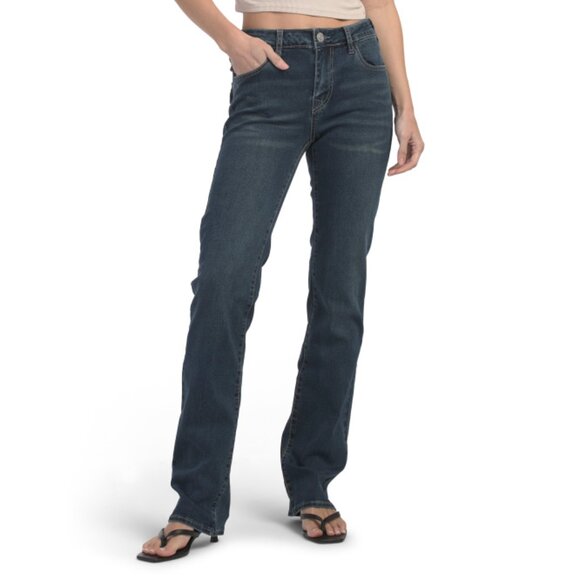 TRUE RELIGION Dark Wash Billie Single Needle Mid Rise Flap Straight Leg  Jeans